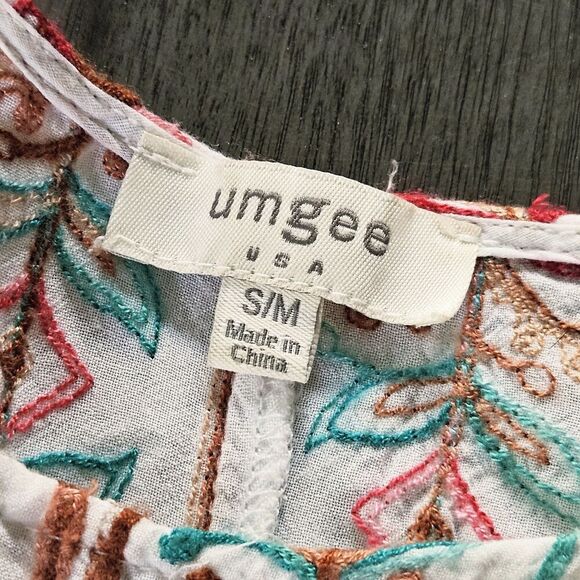 UMGEE Womens Floral Embroidered Dolman Top Blouse Size S Boho Colorful Artsy - Picture 4 of 7
